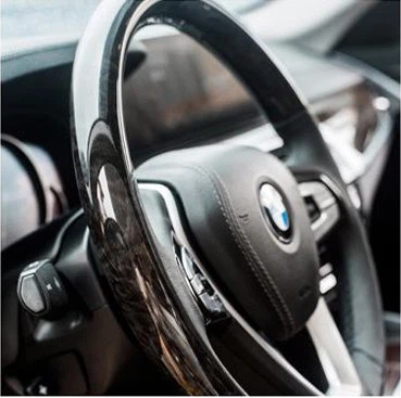 Peach wood steering wheel feels good